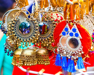 traditional earings on a shop