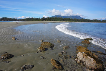 On the  beach begins tide