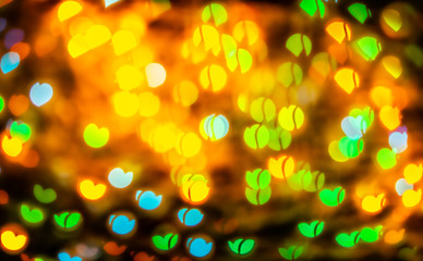 Heart shape blur bokeh abstract background.