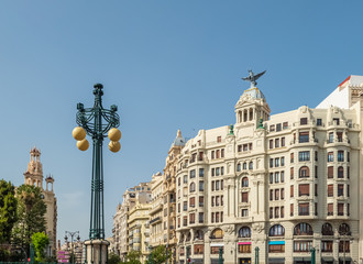 Fototapeta na wymiar Cityscape of central Valencia, the third-largest city in Spain