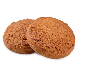 Chocolate l chip cookies isolated on white background.