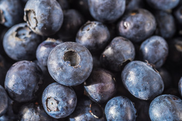 Many red and white berry.Good tasting blueberries with full of healthy vitamins..A good vegan meal. Set of tasty blueberries on white background, closeup.