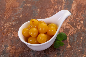 Yellow ripe cherry dessert