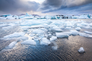 Jökulsárlón - melting ice at famous glacial lagoon, Iceland, 2013