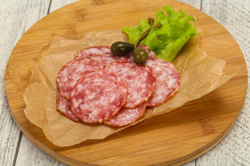 Spanish Salchichon sausage with salad