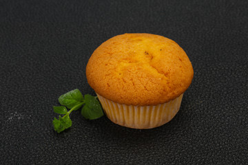 Sweet tasty muffin served mint