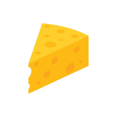 Piece of yellow cheese with holes. Piece of cheese, food vector icon.