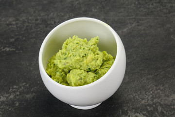 Avocado guacamole sauce with chili pepper