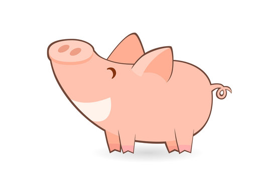 Cute cartoon pig. Smile piggy. Symbol of the year in the Chinese calendar.