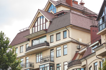 Shot of house front. apartment house outside the city.