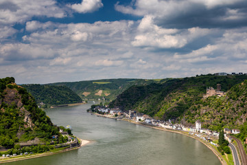 Panorama of the Rhine River Valley with Castle Katz