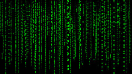 Digital background green matrix. Binary computer code. Hacker concept. 3d rendering.