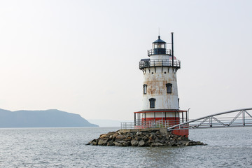 Old lighthouse on Hudson river. 