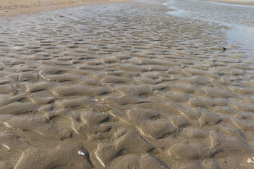 Patterns in the sand at Utah Beach in France