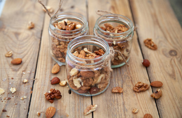 raw food meal sprinkled nuts walnut almond hazelnut