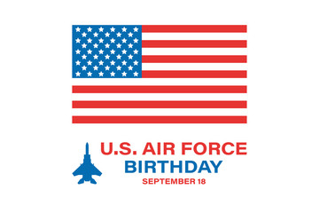 US Air Force Birthday. September 18. Poster, Template, Card, Banner, Background Design.