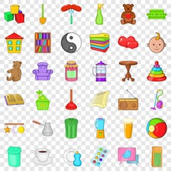 Radio icons set. Cartoon style of 36 radio vector icons for web for any design