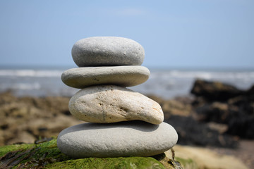 zen stones on the beach