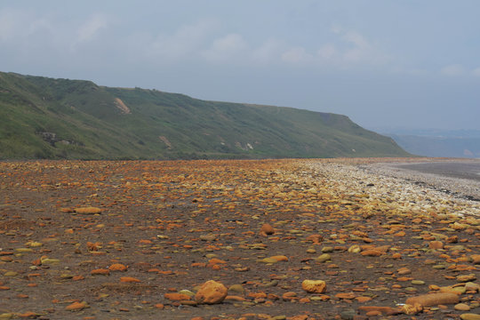 Strange orange stones on Blackhall beach