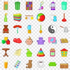 Toy icons set. Cartoon style of 36 toy vector icons for web for any design
