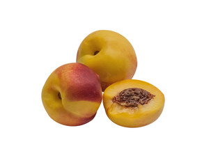 juicy ripe nectarines close up isolated on white