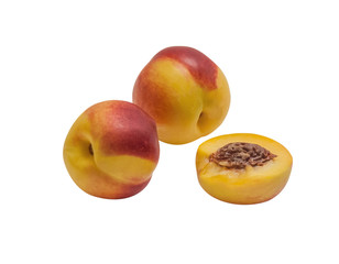 juicy ripe nectarines close up isolated on white
