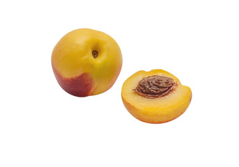 juicy ripe nectarines close up isolated on white