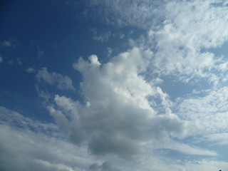 a white cloud flying along the blue sky