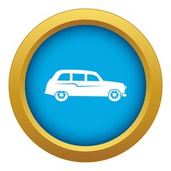 Retro car icon blue vector isolated on white background for any design