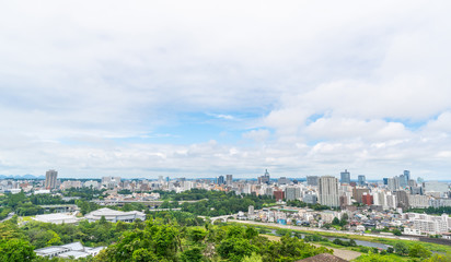 Fototapeta na wymiar city skyline aerial view of Sendai in Japan