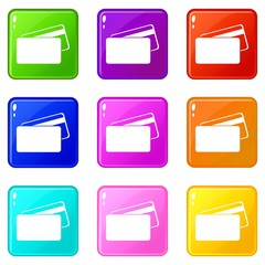 Card discounts black friday icons set 9 color collection isolated on white for any design