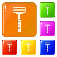 Razor icons set collection vector 6 color isolated on white background