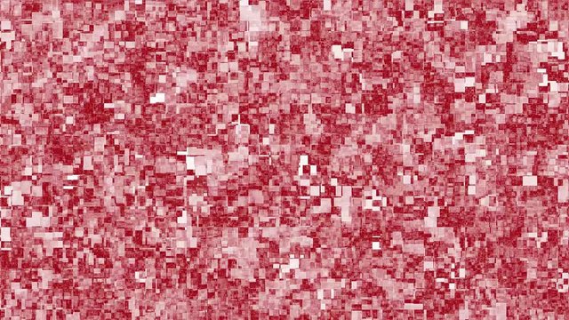 Red and white mosaic background. Squares, geometric graphic animation.