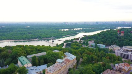 City of Kiev Dineper River drone footage aerial