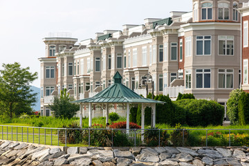 new development residential area, riverfront architecture in new york