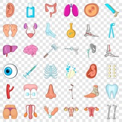 Human health icons set. Cartoon style of 36 human health vector icons for web for any design