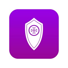 Shield icon digital purple for any design isolated on white vector illustration