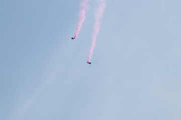 skydivers in formation at fairchild air force show