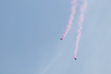 skydivers in formation at fairchild air force show