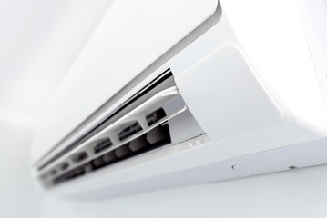 Air conditioner system on white wall room