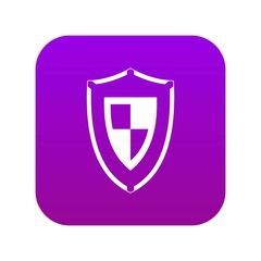 Shield icon digital purple for any design isolated on white vector illustration