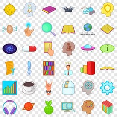 Human intelligence icons set. Cartoon style of 36 human intelligence vector icons for web for any design