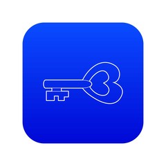 Key to heart icon blue vector isolated on white background