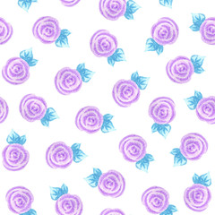 Little purple rose watercolor seamless pattern. Floral ornament. Design for fabric, textile, invitation card, wedding design.