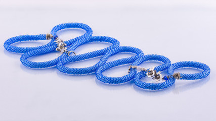 Handmade designer blue bead necklace of blue color