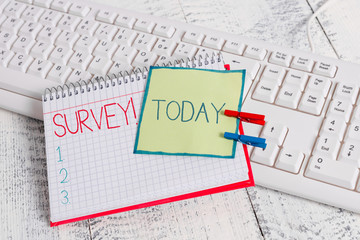 Conceptual hand writing showing Survey. Concept meaning research method used for collecting data from a predefined group