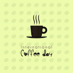 International Coffee Day with Mug Vector Cartoon, with coffee pattern background