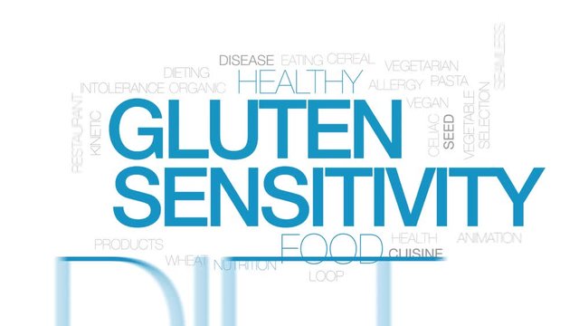 Gluten sensitivity animated word cloud. Kinetic typography.