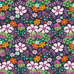 Colorful Floral seamless pattern illustration for wallpaper, stationary, fabric, textile, background etc.