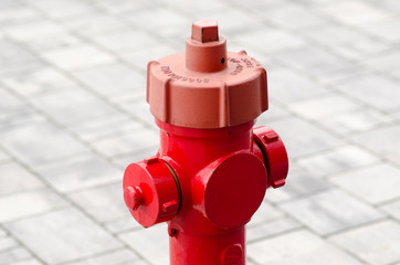 Fire hydrants are those commonly seen, red in color, outside apartment buildings or in industrial areas.